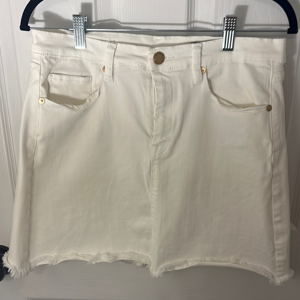 White Denim Mini Skirt
